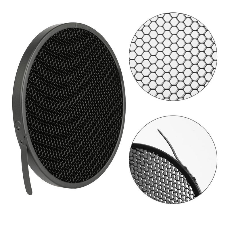 SUPON 7" Standard Reflector Lamp Shade Dish Diffuser with 20Â° /40Â°/ 60Â° Honeycomb Grid White Soft Cloth for Bowens Mount Studio Strobe Flash Light Speedlite - Image 5